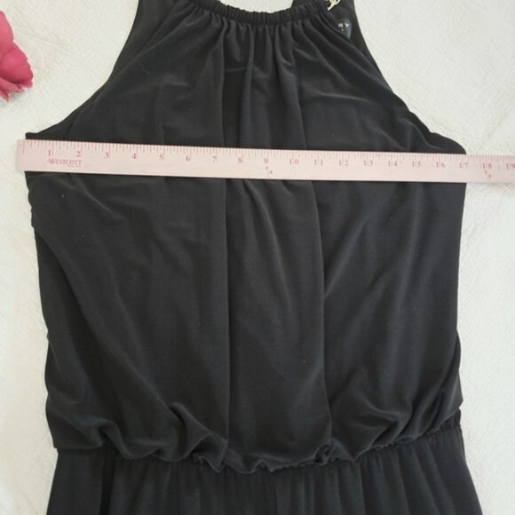 Laundry Women's Elegant Black Jumpsuit Size 10 Gold Chain Holiday Party Wide Leg - Picture 8 of 15